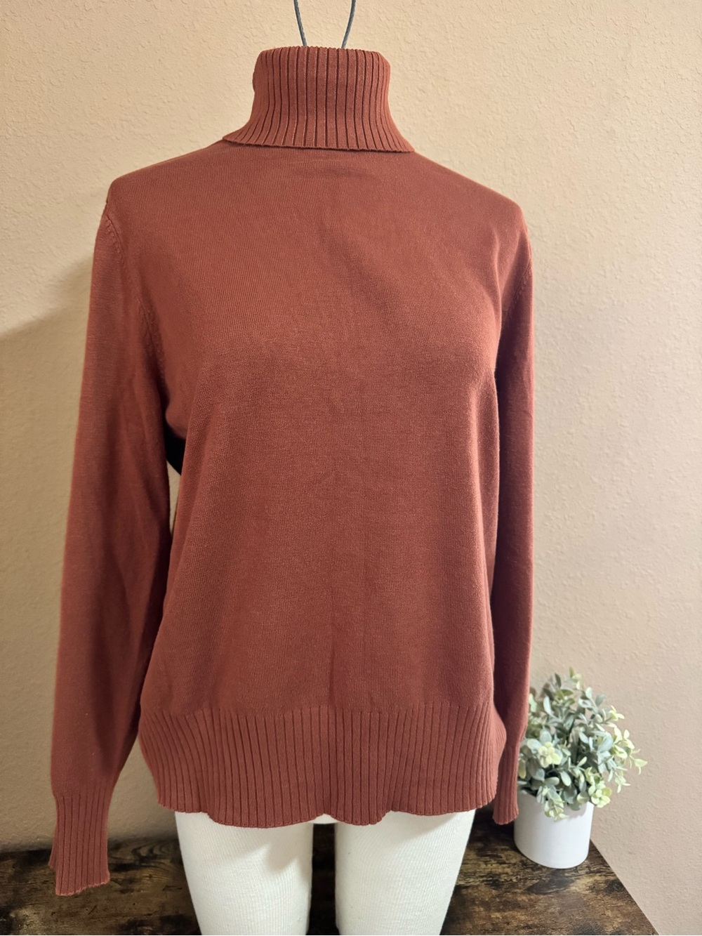 Time and Tru Rust Cowl Neck Sweater